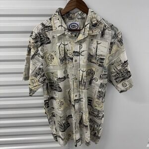 IGFA Bluewater Wear Fishing Shirt Mens L All Over Print Button Up